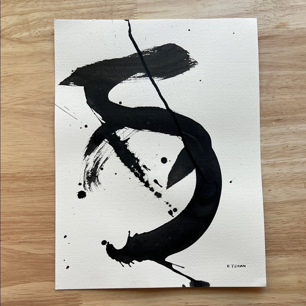 Original Abstract Black Ink on cold press paper